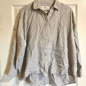 THE GREAT. Striped Button Up Shirt